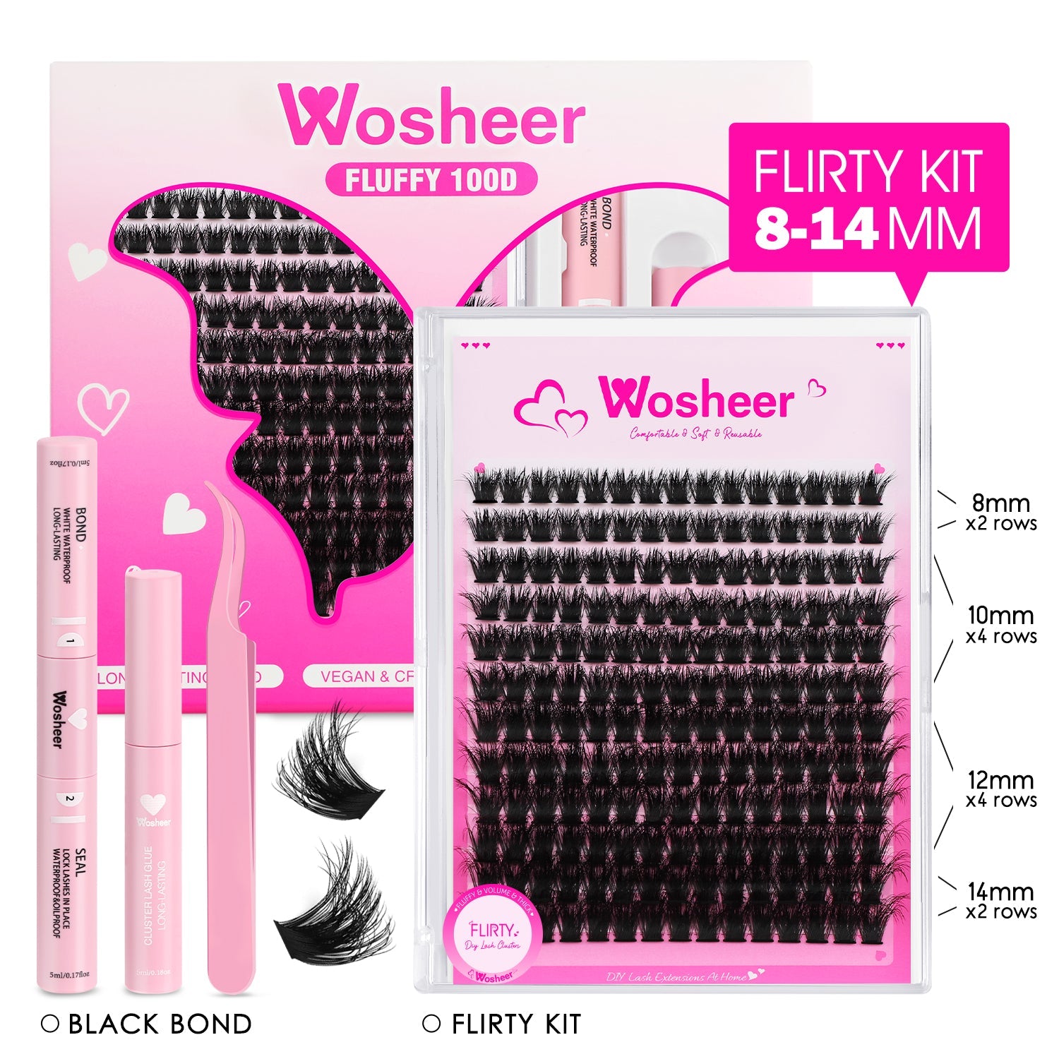 WOSHEER Professional Lash Kit Wholesale Bundle - Multiple Styles for Salon Use