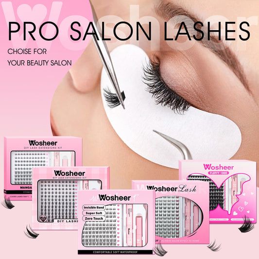 WOSHEER Professional Lash Kit Wholesale Bundle - Multiple Styles for Salon Use
