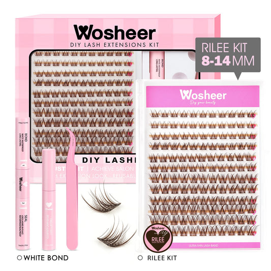 RILEE Brown Cluster Lashes: Vegan, Reusable, Waterproof, Natural Beauty for Blondes