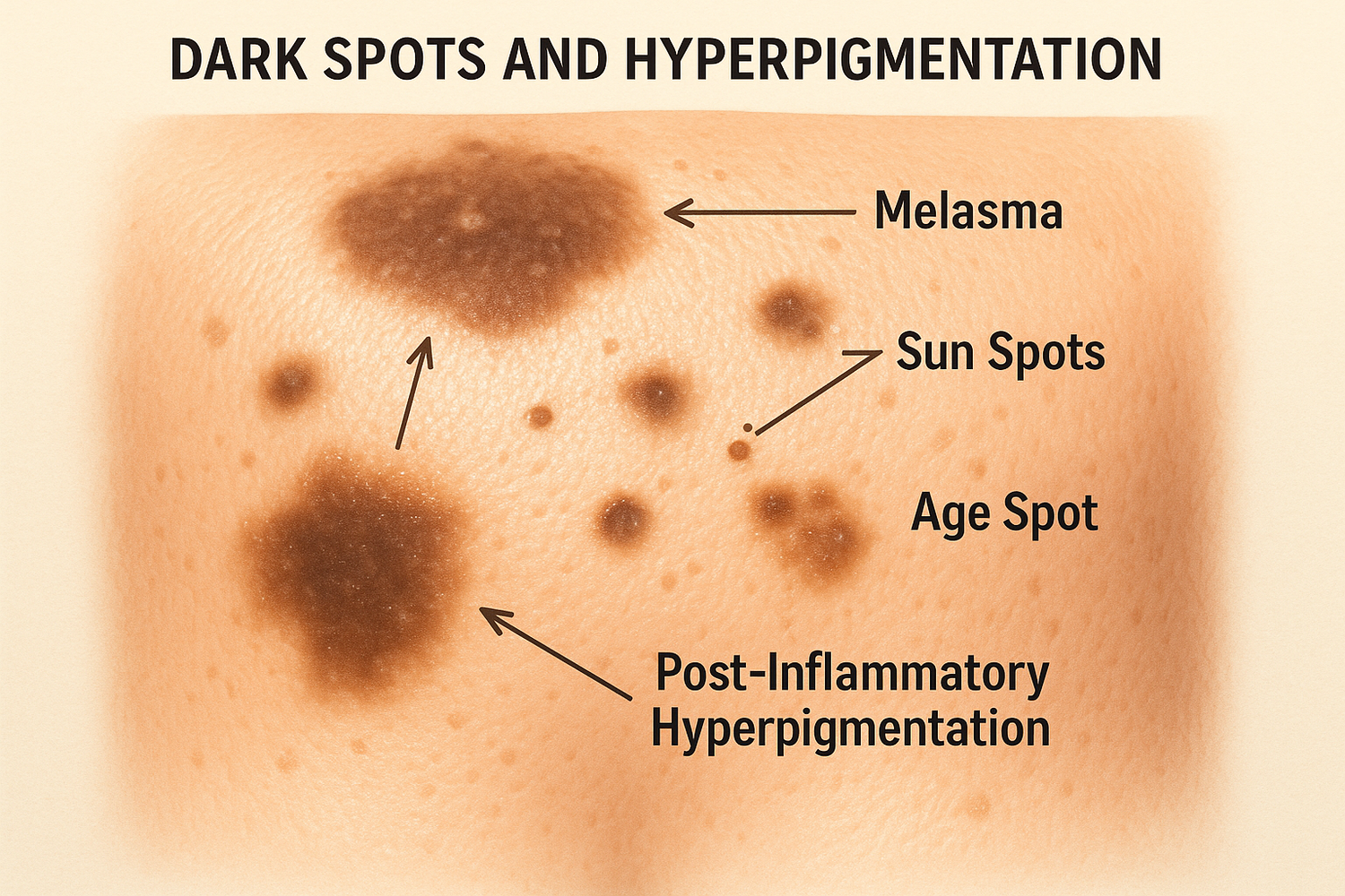 generate dark spots on skin higligh the dark spots
