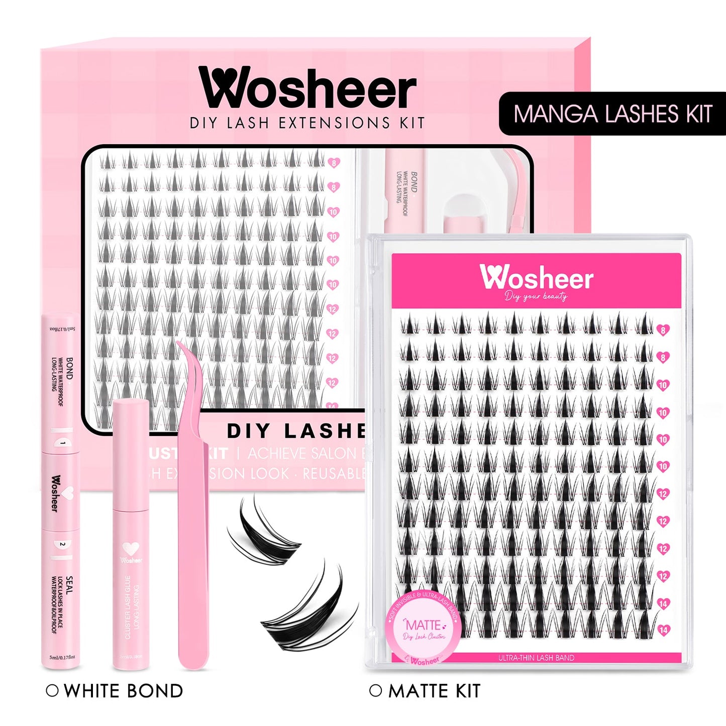 WOSHEER Professional Lash Kit Wholesale Bundle - Multiple Styles for Salon Use
